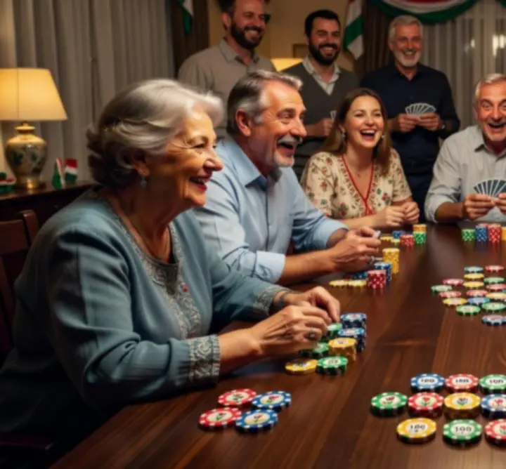 Születésnapi társaság élő pókerasztalnál